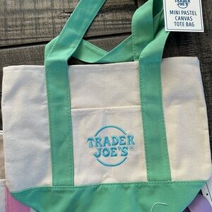 Green and Cream Canvas Tote Bag